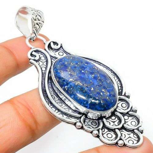 Lapis Lazuli Gemstone Handmade Silver Pendant 3.15`