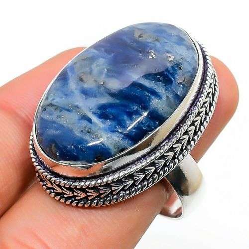 Sodalite Gemstone VintageSilver Ring Size 7.5