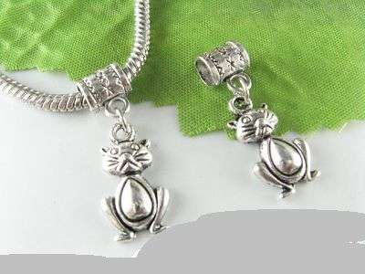 TIBETAN SILVER FREE MOVE CAT CHARMS FIT PANDORA