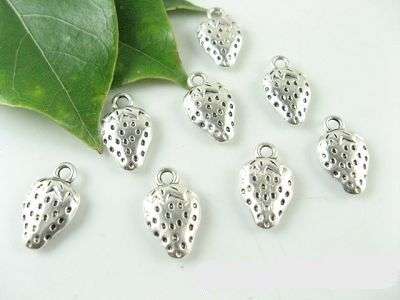 TIBET SILVER STRAWBERRY CHARMS WITHOUT BAIL  FIT PANDO CHARMS BRACELET