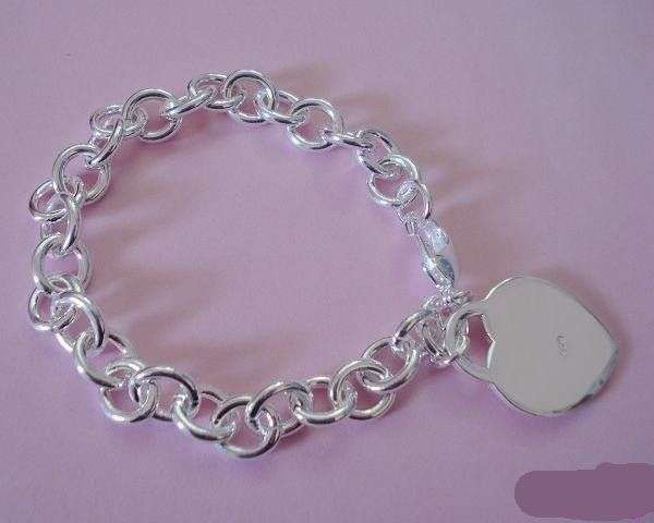 Gorgeous Heart & Chain London Links Sterling Silver Bracelet