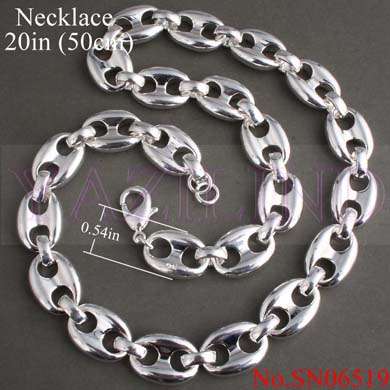 BEAUTIFUL CHUNKY 925 STERLING SILVER BUTTON LINKED NECKLACE