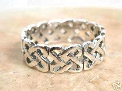 STUNNING SOLID 925 STERLING SILVER CELTIC KNOT BAND ring size 7.5