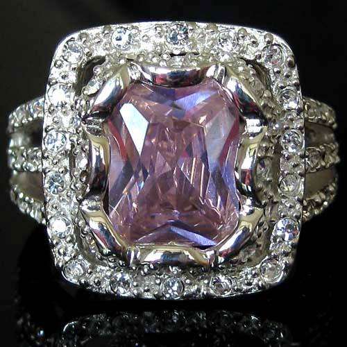 HUGE  PINK TOPAZ 925 STERLING SILVER ring SZ 7.5