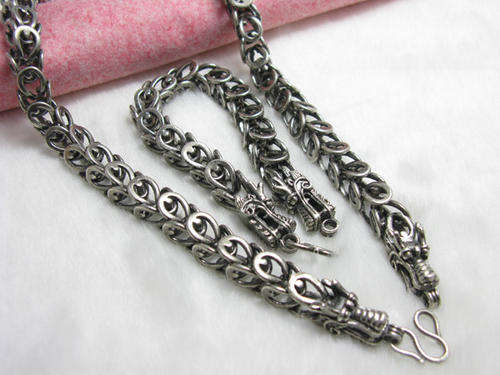CHUNKY  Tibetan Silver Dragon Necklace & Bracelet Set