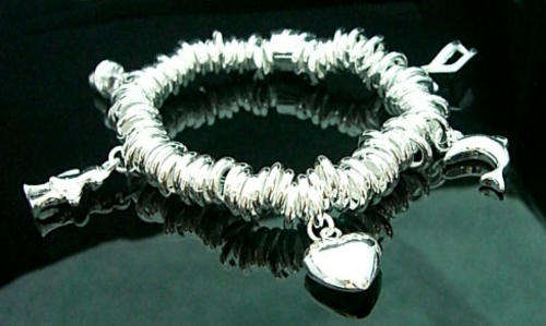 Stunning 925 Sterling Silver Rings, 5 Charms Bracelet