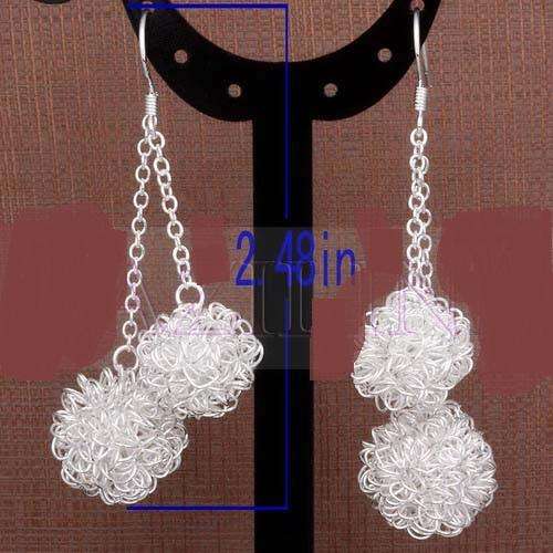 Adorable  925 sterling silver Ball  Dangle Earrings