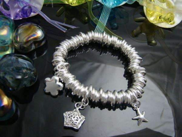 Gorgeous 925 Silver 100  Circle 3*Stars Bracelet