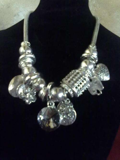 Stunning Chunky Tibetan Silver Charms  Necklace