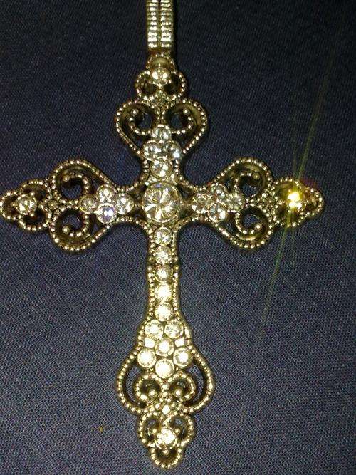 LOVELY TIBETAN SILVER  CROSS PENDANT WITH CZ STONES