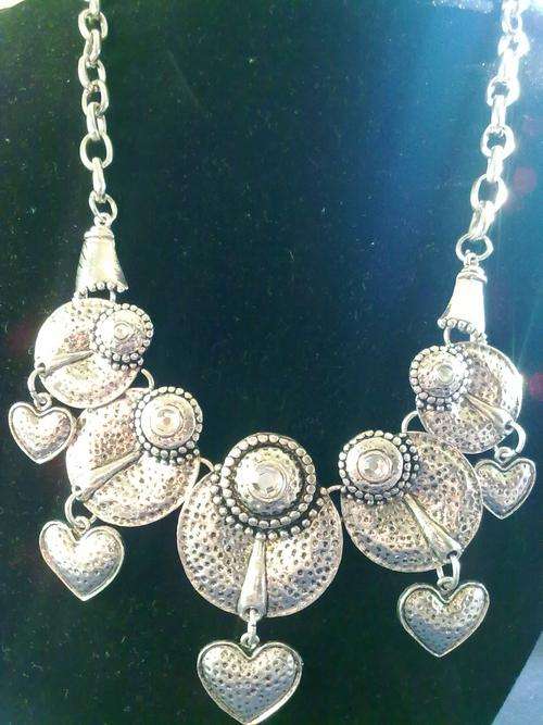 Stunning Chunky Tibetan Silver Charms With CZ  Necklace