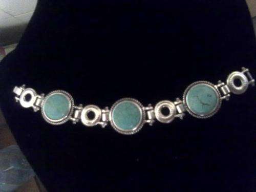 ***LAST ONE***GEORGEOUS TIBET SILVER WITH ROUND TURQUOISE STONES   BRACELET