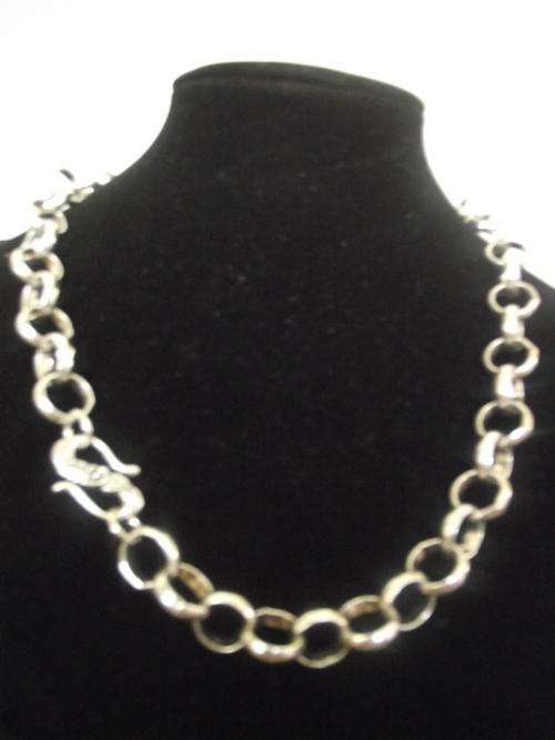 STUNNING VINTORIO COLLECTION UNISEX  TIBET SILVER 12MM  ROLO CHAIN NECKLACE