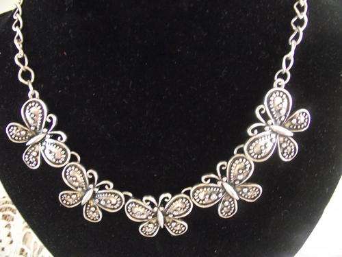 Gorgeous Tibetan Silver  5 Butterflies  Necklace