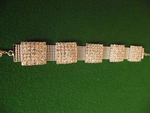 STUNNING WIDE SILVER & DIAMANTE BRACELET