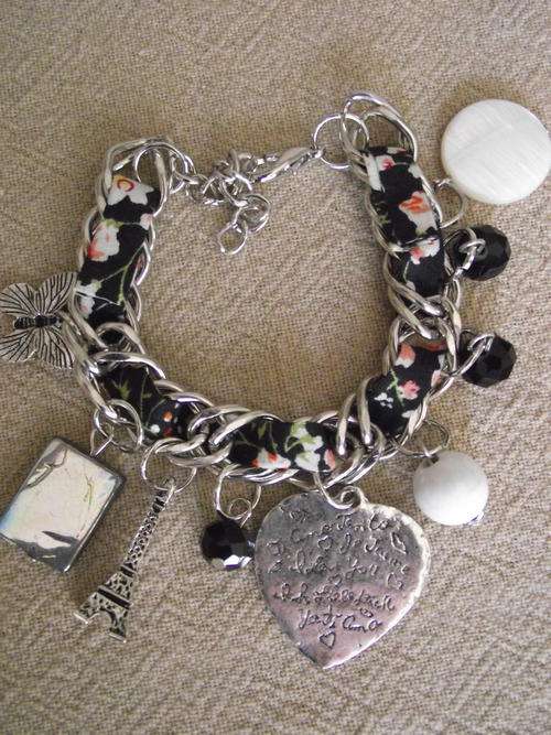 STUNNING VINTORIO COLLECTION FABRIC INLAY HEART BRACELET