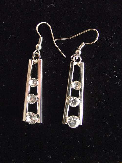 LOVELY  SILVER & CZ DANGLE EARRINGS