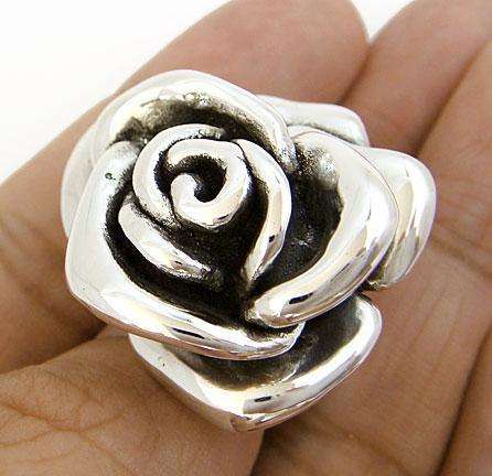 STUNNING TIBETAN SILVER ROSE RING 3.5CM