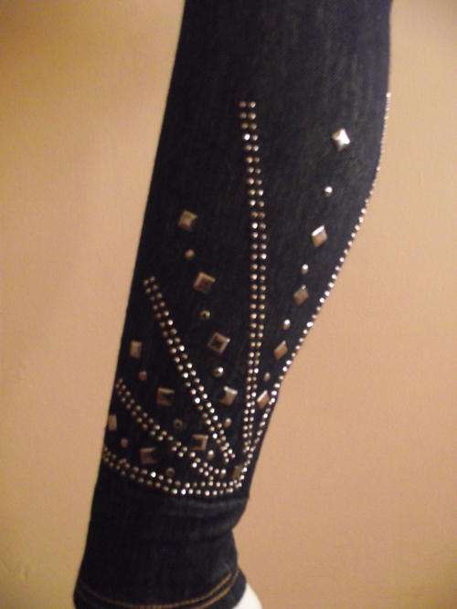 DENIM LOOK STUDS DETAILED  TIGHT  LEGGINGS FITS SIZE  8-14