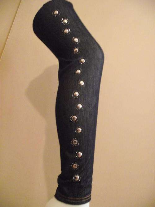 DENIM LOOK  WITH SIDE STUDS TIGHT  LEGGINGS FITS SIZE  8-16