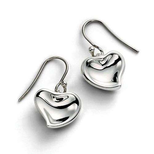 LOVELY DAINTY 925 STERLING SILVER COATED HEART DANGLE EARRINGS