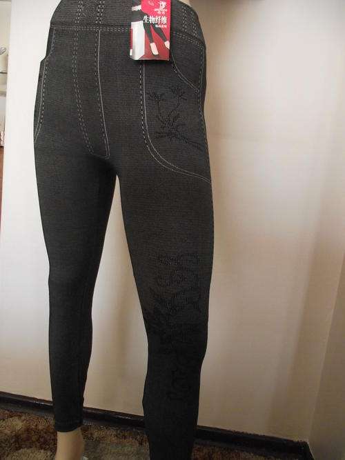 SEXY BLACK   JEAN LOOK TIGHTS LEGGINGS SIZE 8 - 14