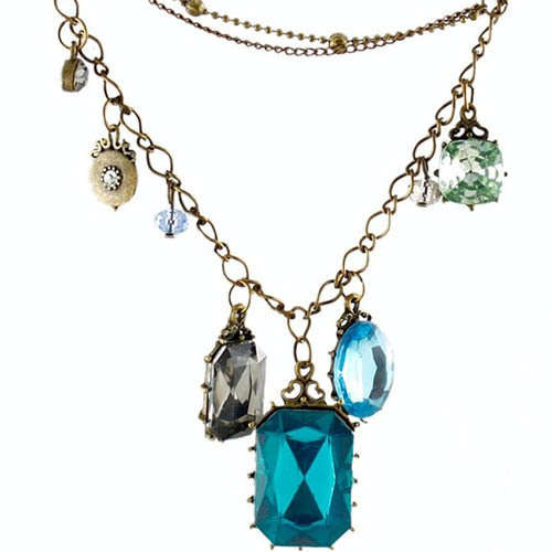 2 X Fashion Baroco Style Cute Blue Rhinestone Necklace