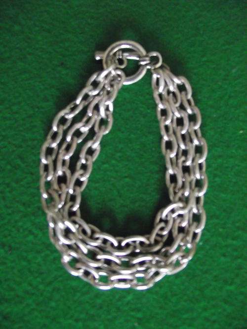 GORGEOUS  TIBET SILVER  3 ROW CHAINS BRACELET