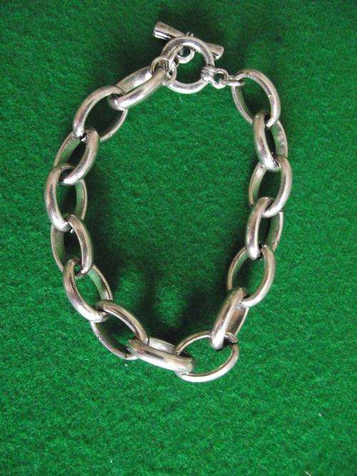 GORGEOUS  TIBET SILVER  OVAL LINKS CHAIN BRACELET