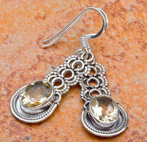FACETED CITRINE .925 STERLING SILVER EARRINGS