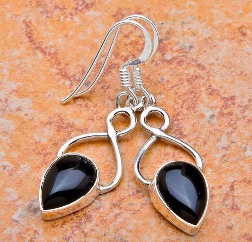 BLACK ONYX .925 STERLING SILVER EARRINGS