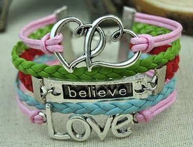 Infinity Coloured Leather Love Bracelet
