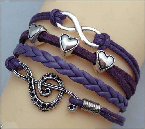 Infinity Purple Leather  Bracelet