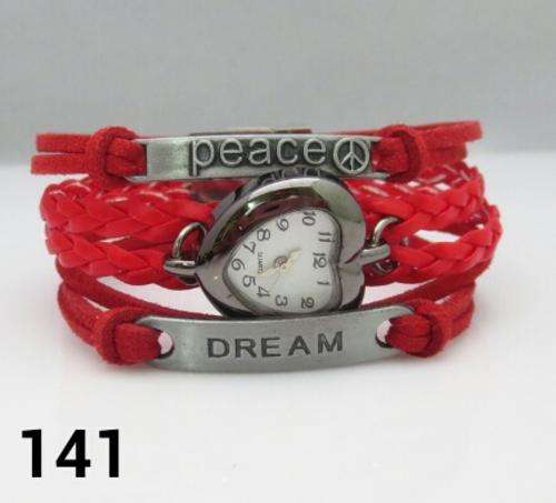 Red Infinity Leather Bracelet Watch