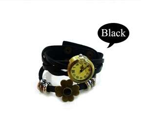 Womens Black Leather Watch