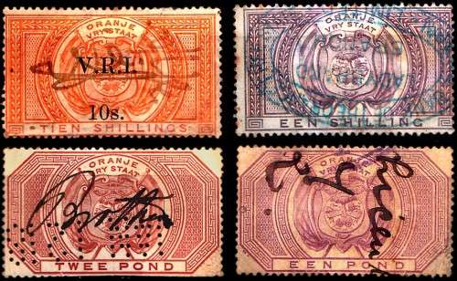 4x OFS Revenue Stamps -  1878 - 1886