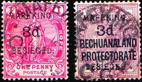 MAFEKING BESIEGED - Overprints 3d on 1d carmine & 3d on 1d purple - CV R1730