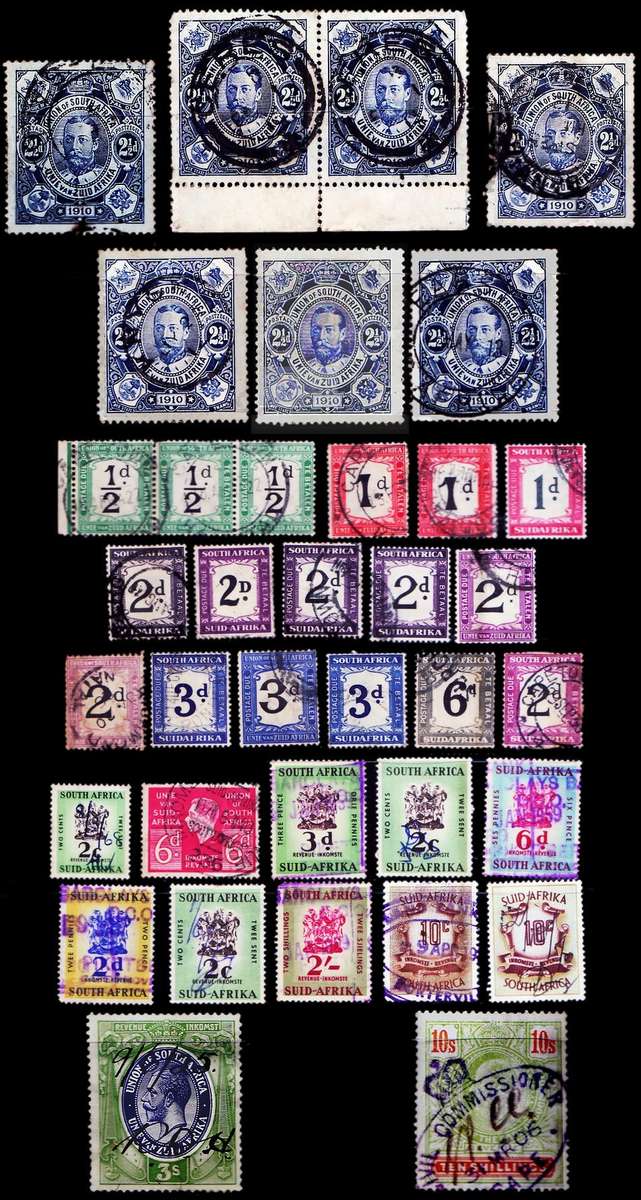 Union of South Africa 1910 -  1st KGV 2 1/2 d used & unused - also Postage Due & Revenue selection