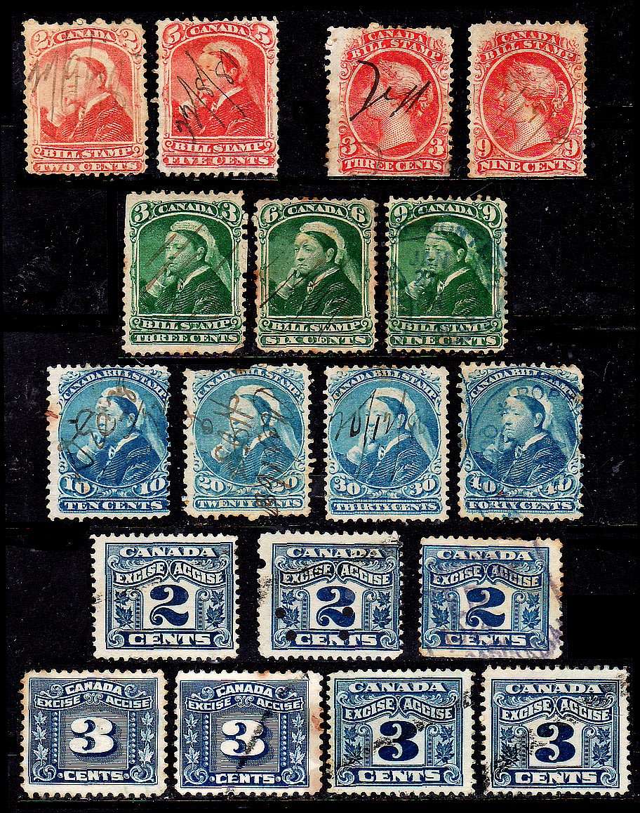 CANADA Back of Book - Victorian Bill & Excise stamps