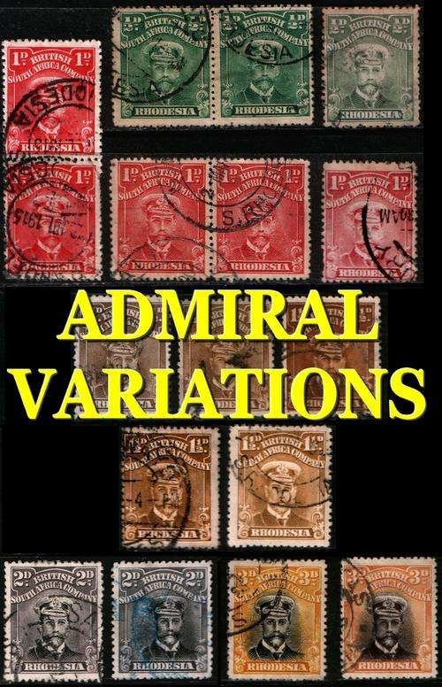RHODESIA  RARE ADMIRALS- Selection of Variations List 1 of 2