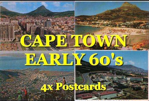 4x Nostalgic Colour postcard views of Cape Town from early 60's