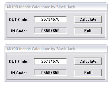 AD100 Incode Outcode calculator eight character T300 ,MVP ,SBB, AUTOMAN, AD100