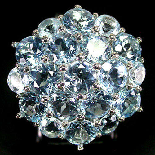 DAZZLING NATURAL GEM TOP SKY BLUE TOPAZ SOLID STERLING 925 SILVER RING SIZE 8 US