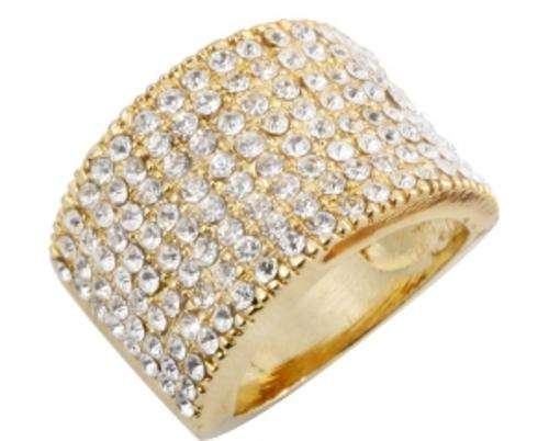 Clear Swarvoski crystal wedding ring clad in gold size 7