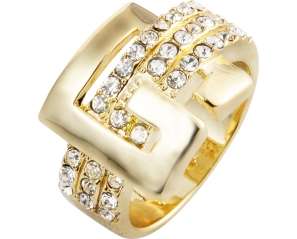 WOW: GUESS RING Size 8. Embedded with clear swarvoski crystals FREE choker Necklace!!