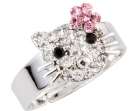 "HELLO KITTY!!"STUNNING SWARVOSKI CRYSTAL RING SIZE adjustable