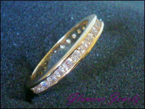 SIZE 7 / 8 / 9 / 10 - STUNNING 24KT GOLD OVERLAY 1CT CZ DIAMOND ETERNITY BAND ***FREE EARRINGS**!!!