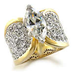 **R1500** VALUE STUNNING 3.00CT 14KT GOLD OVERLAY ENGAGAMENT RING SIZE 7 NO RESERVE AUCTION!!