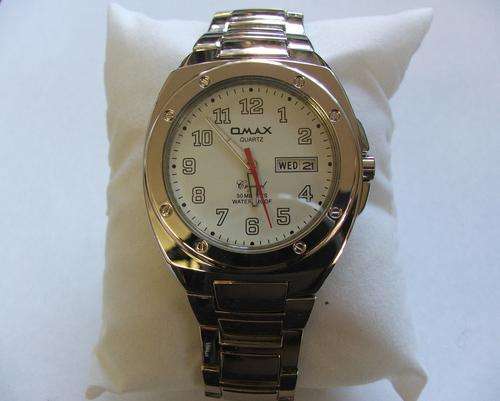 Swiss Designed OMAX Silver with White Dial Watch