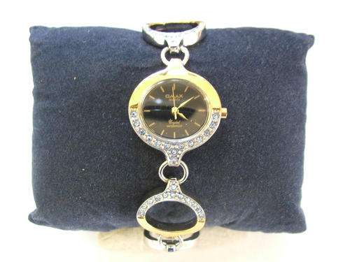 ****BEAUTIFUL!!!***SILVER AND GOLD WATCH WITH BLUE GENUINE CRYSTALS FROM THE OMAX COLLECTION!!!